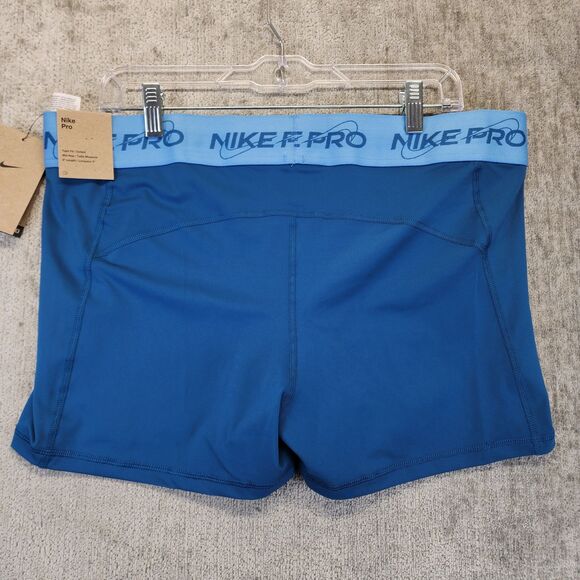 Nike Pro Women's Training Athletic Shorts Blue Compression Tight Size 2XL NWT - Picture 3 of 9